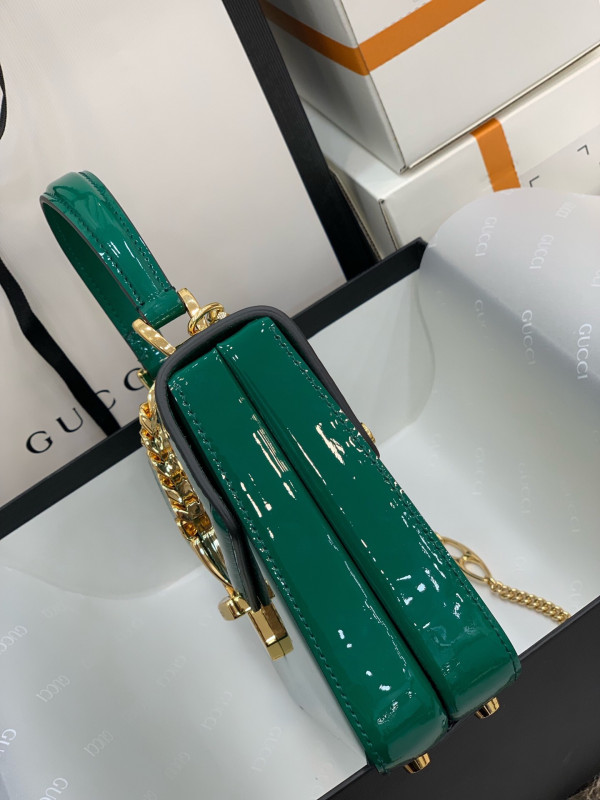 G*u*i sylvie 1969 patent leather mini top handle bag