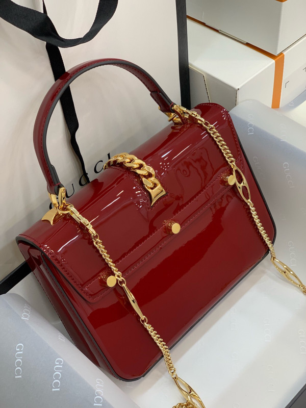 G*u*i sylvie 1969 patent leather mini top handle bag