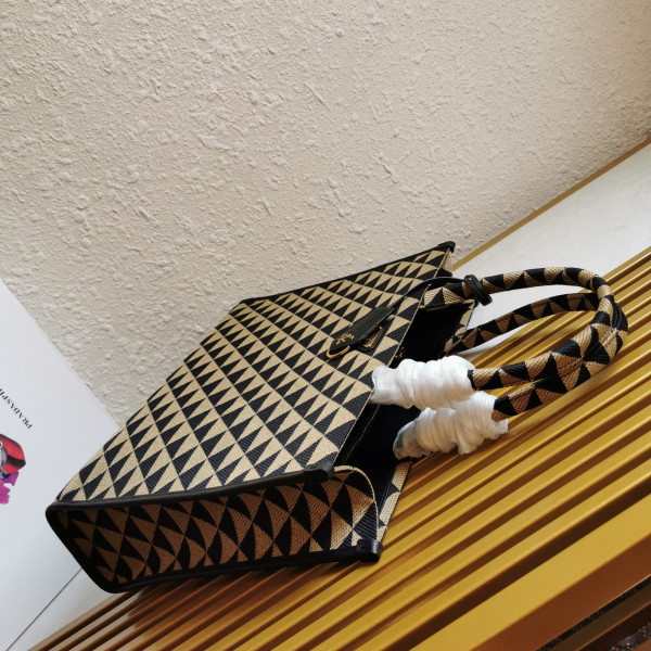 Pra*a large symbole jacquard fabric handbag
