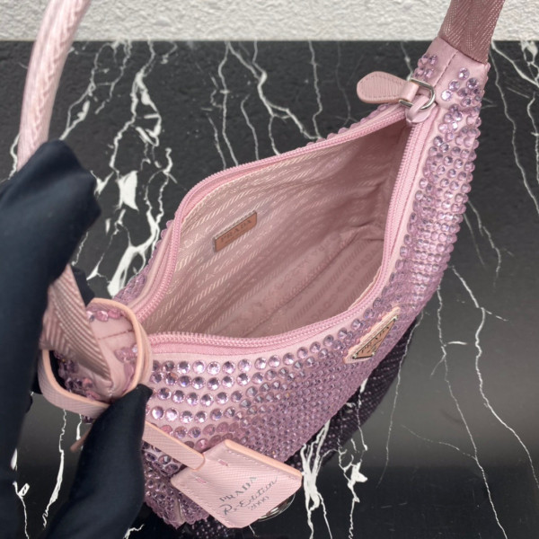 Pra*a satin mini-bag with artificial crystals