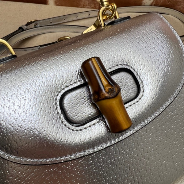 G*u*i mini top handle bag with bamboo