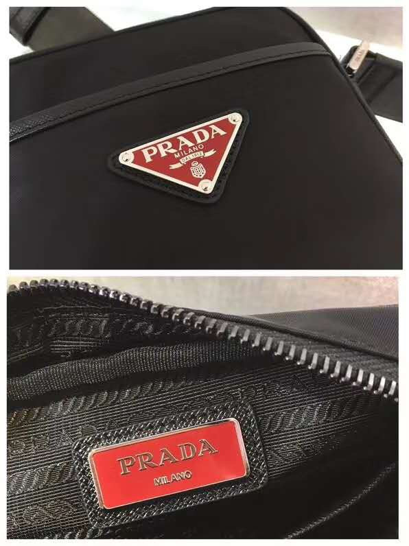 Pra*a re-nylon and saffiano leather shoulder bag