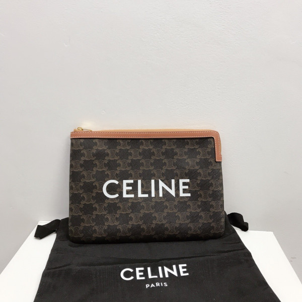 Ce**e small pouch in triomphe canvas and lambskin