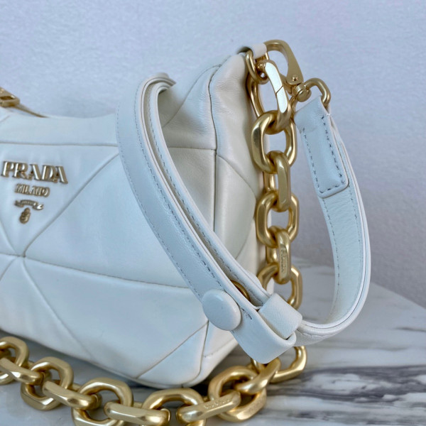 Pra*a system nappa leather patchwork bag