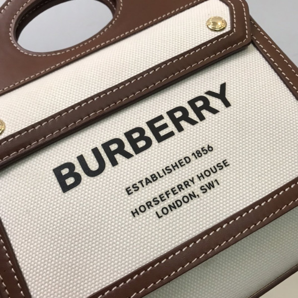 B**rry mini two-tone canvas and leather pocket bag