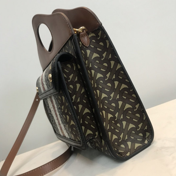 B**rry mini two-tone canvas and leather pocket bag