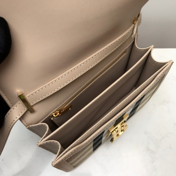 B**rry medium check canvas and leather tb bag