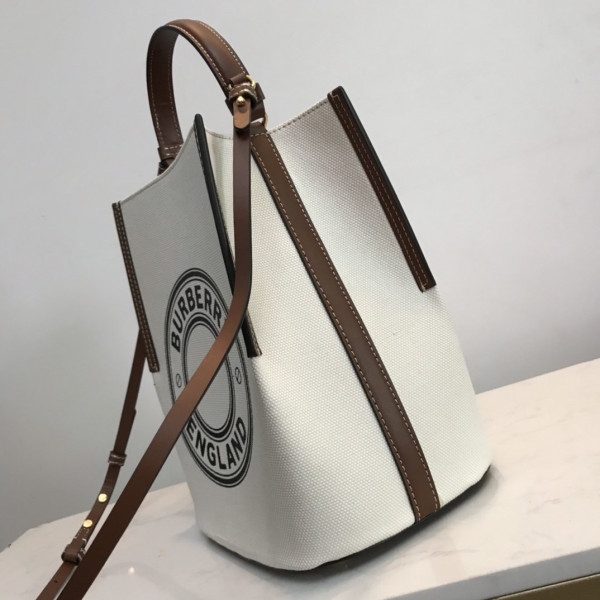 B**rry small logo graphic cotton canvas peggy bucket bag