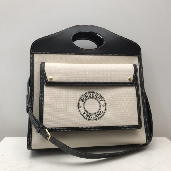 B**rry medium logo graphic canvas and leather pocket bag