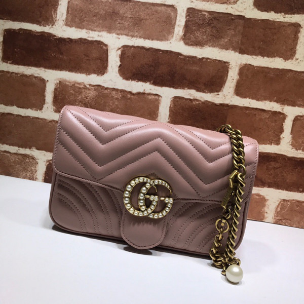 G*u*i gg marmont pearl chain belt bag
