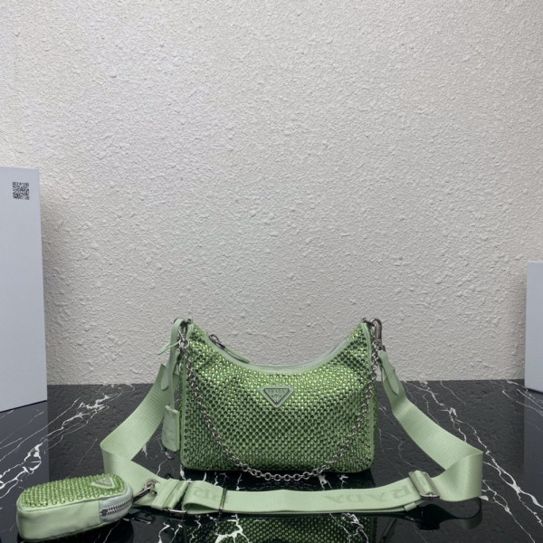 Pra*a re-edition 2005 satin bag with crystals