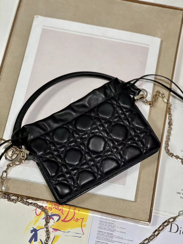 lady D*or top handle drawstring mini bag