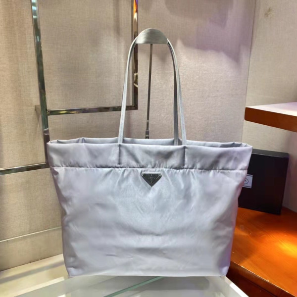 Pra*a re-nylon and saffiano leather tote bag