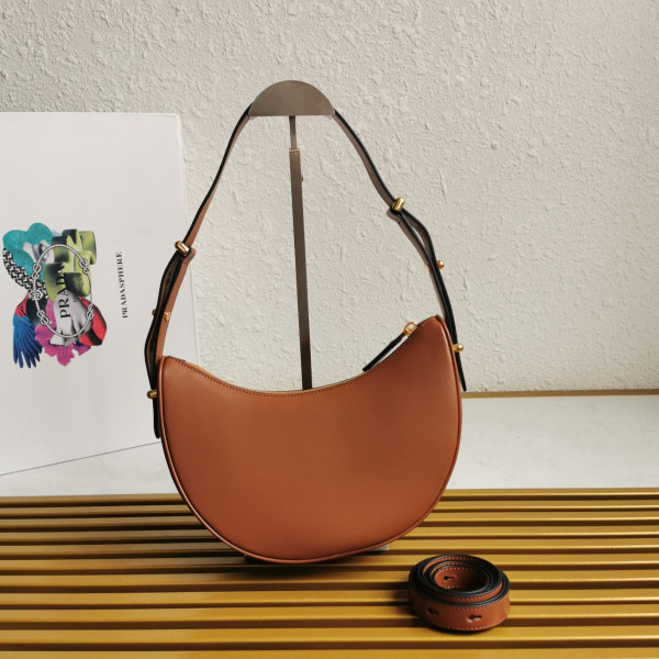 Pra*a arqué leather shoulder bag-22.5*18.5*6cm