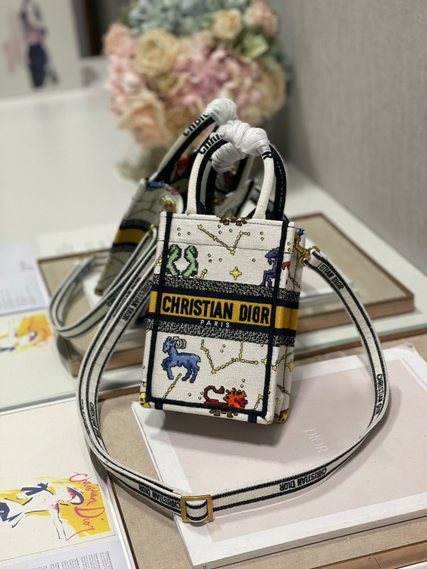 mini D*or book tote phone bag