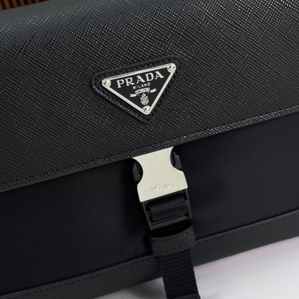 Pra*a re-nylon and leather shoulder bag