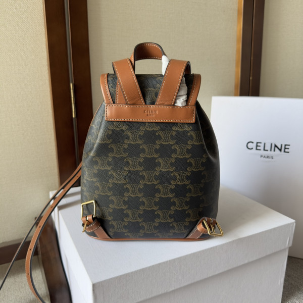 Ce**e mini backpack folco in triomphe canvas and calfskin
