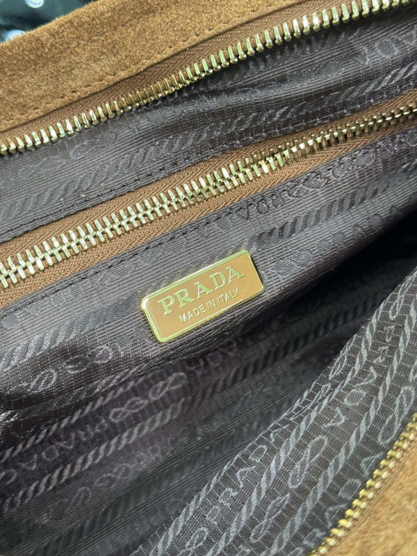Pra*a medium suede handbag-32*15.5*12cm