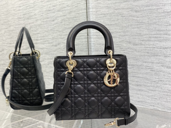 lady D*or gold large calfskin-24cm